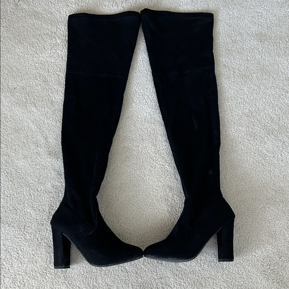 Black Over-the-Knee Women's Suede Boots - Size 8
